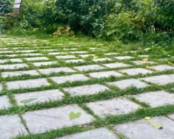 Pavé engazonné en pierre naturelle pour voirie